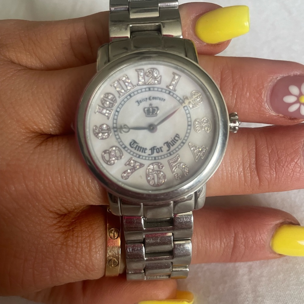 Silver juicy couture watch with diamonds